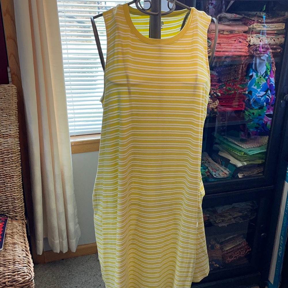 Time and true  yellow and white striped dress